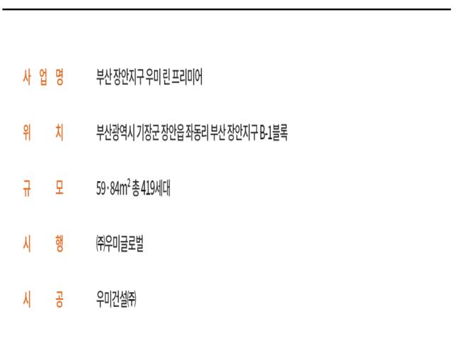 부산 장안 우미린 사업개요