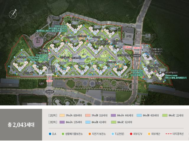 용인 푸르지오 원클러스터 2,3단지 모델하우스 단지배치도